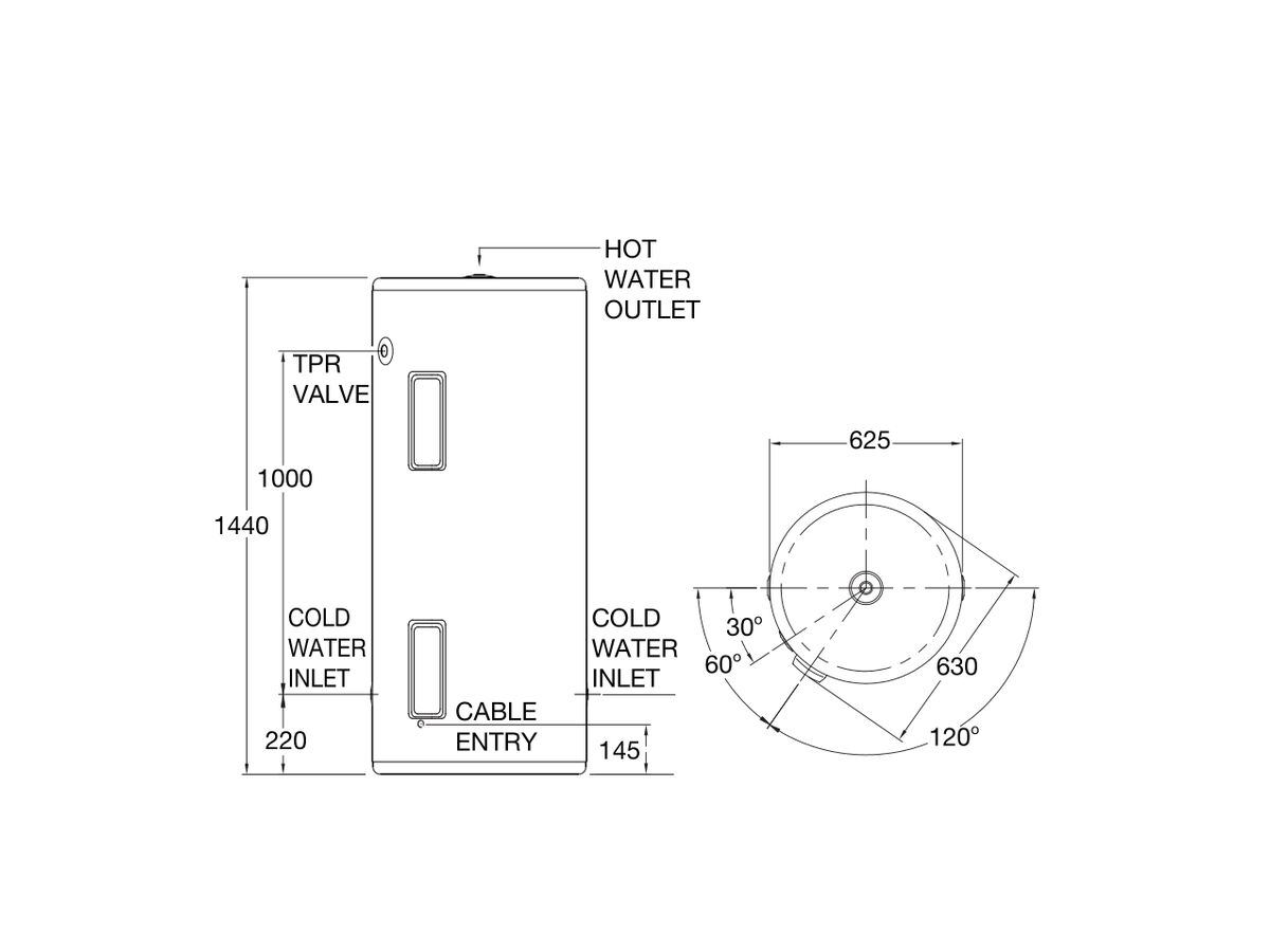 Reece Rheem Stellar 250L 4.8kW Single Element Stainless Steel Electric Hot Water System