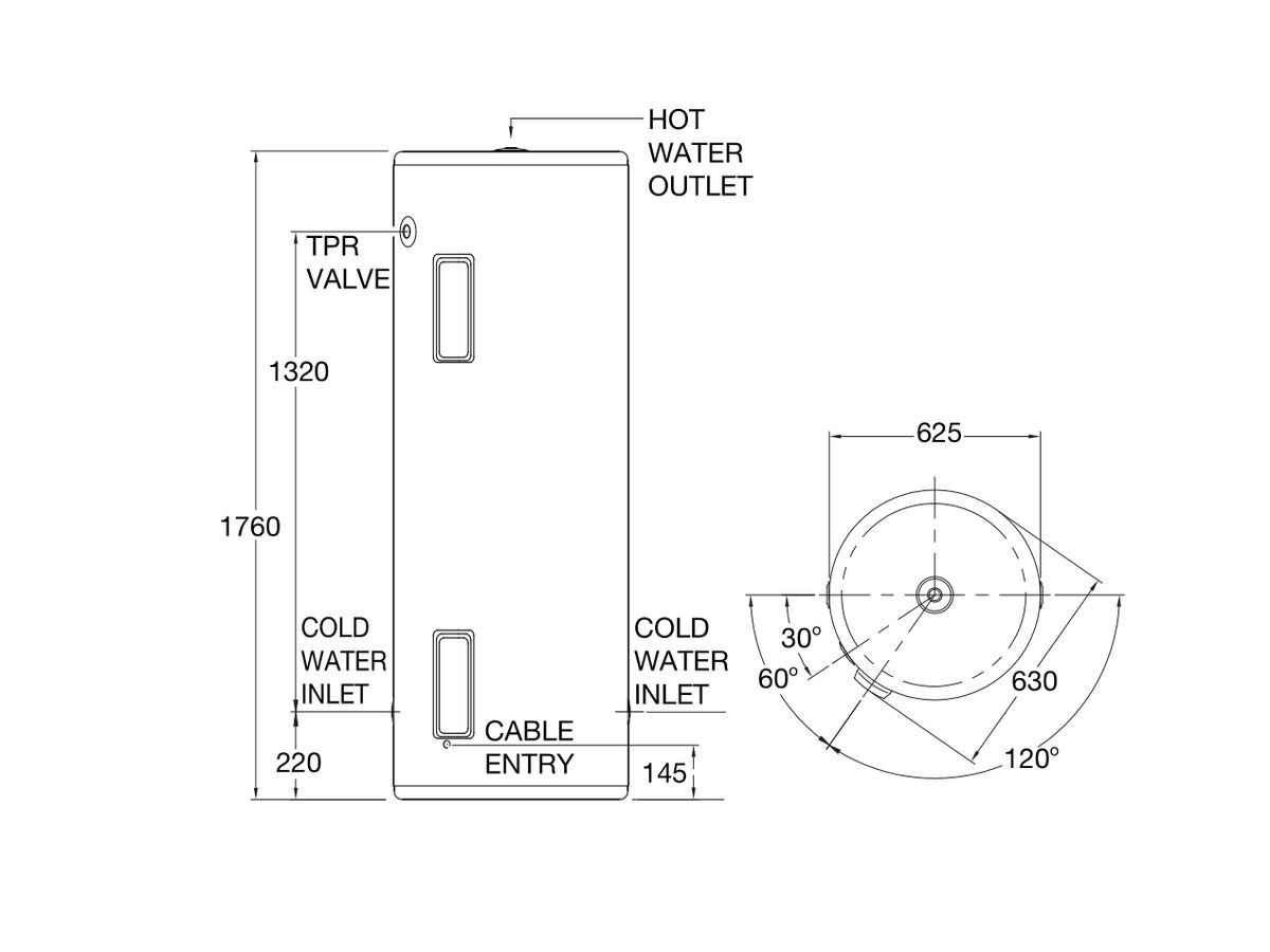 Reece Rheem Stellar 315L 4.8kW Single Element Stainless Steel Electric Hot Water System