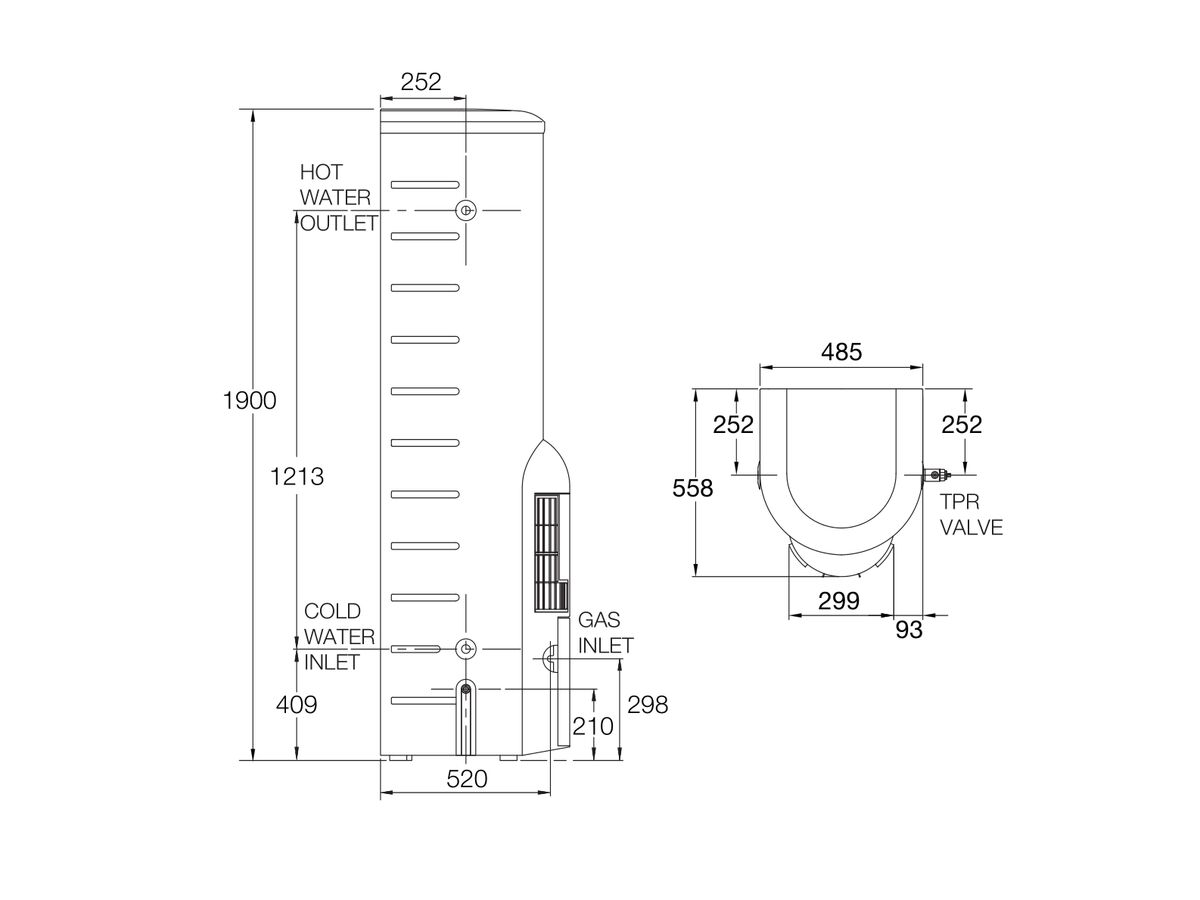 Reece Rheem Stellar 5 Star 160L Natural Gas Hot Water System