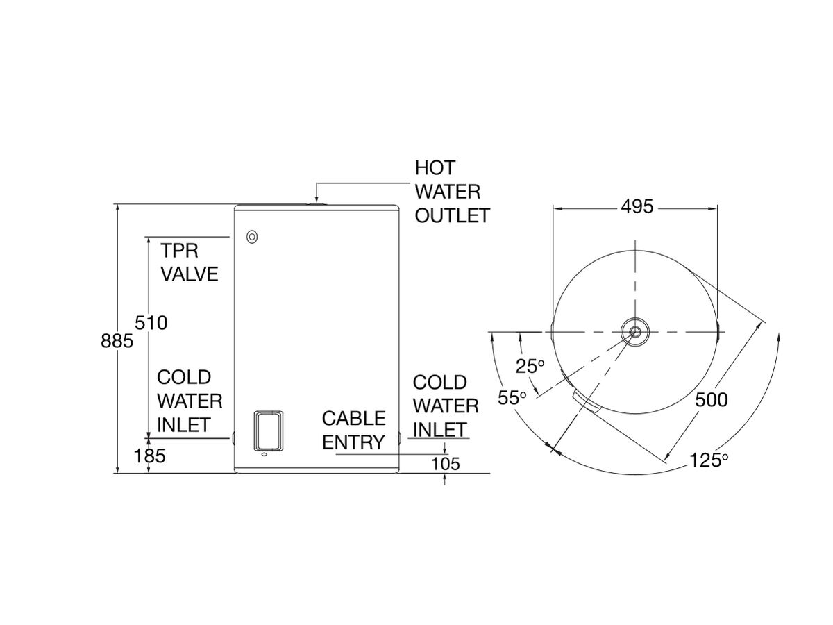 Reece Rheem Stellar 80L 3.6kW Single Element Stainless Steel Electric Hot Water System