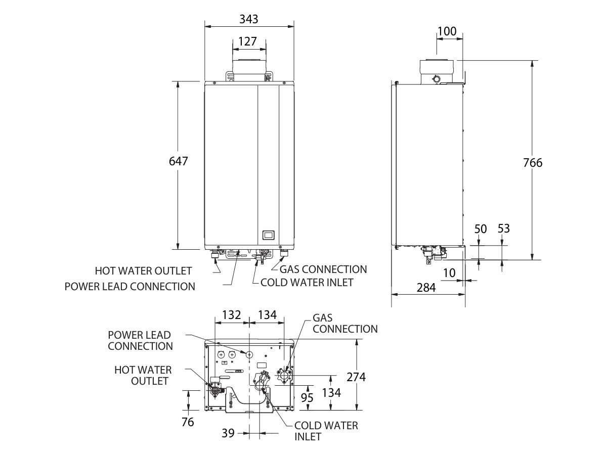 Reece Rheem Ultra 28L Internal Gas Continuous Flow 60 Degree C Preset Natural Gas