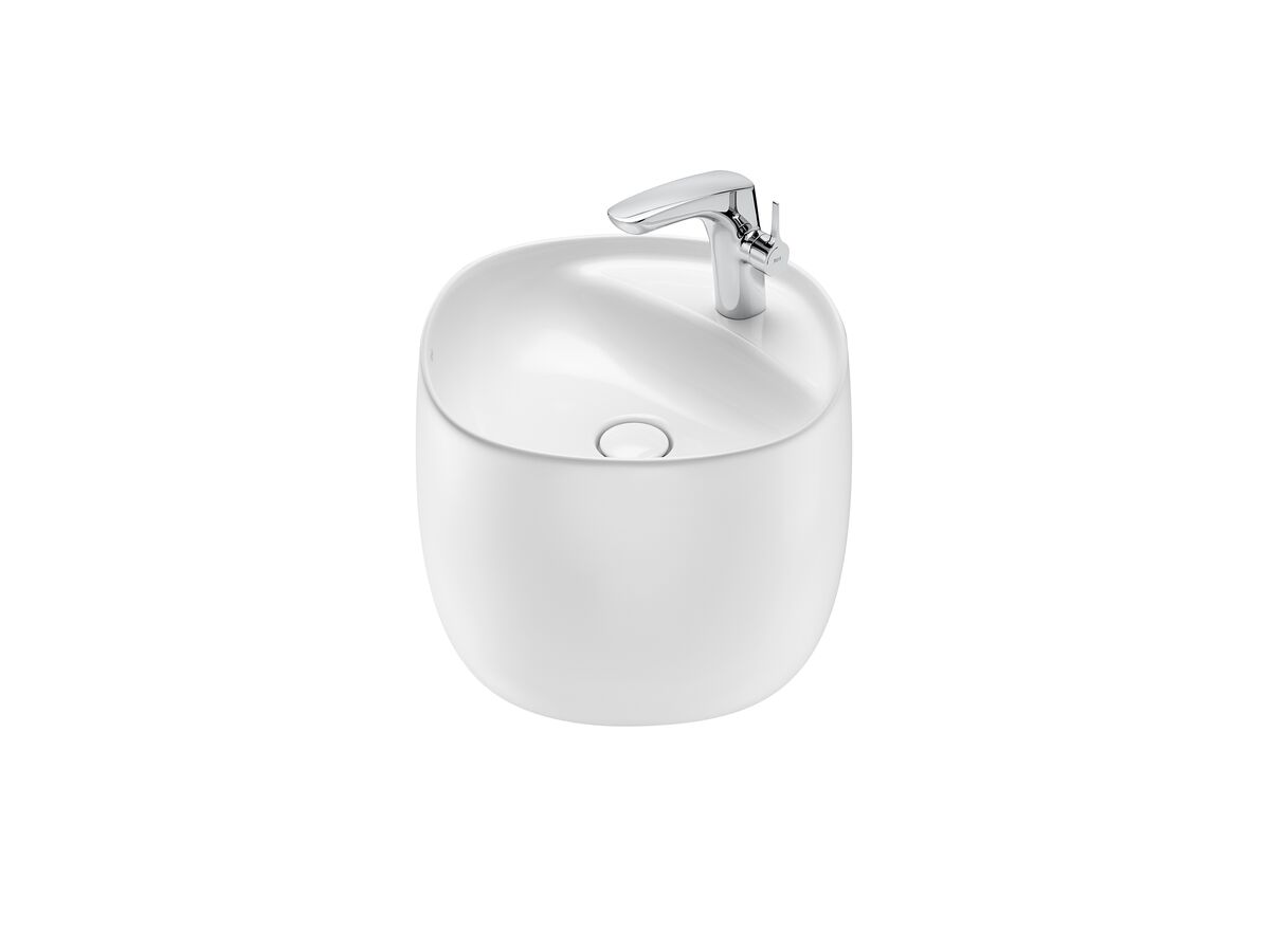 reece Roca Beyond Semi Totem Wall Hung Basin with Fixings 1 Tap Hole 430mm x 430mm White