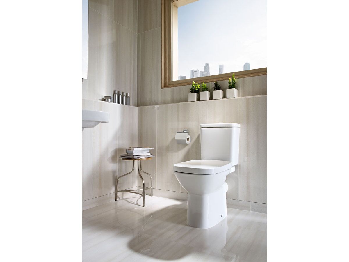 Reece Roca Debba Close Coupled Toilet Suite P Trap Back Inlet With Soft Close Quick Release MK2 Seat White Chrome (4 Star)