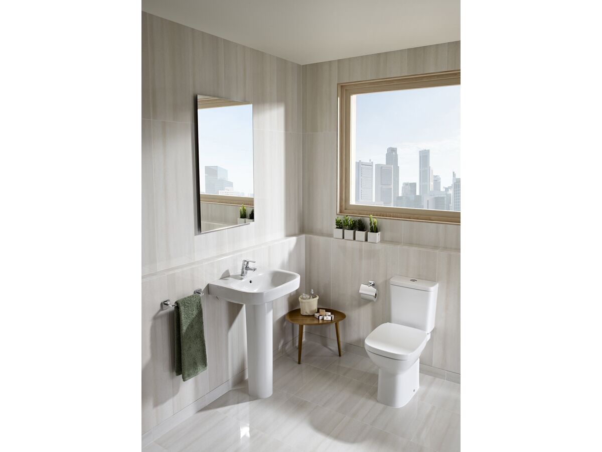 Reece Roca Debba Close Coupled Toilet Suite P Trap Back Inlet With Soft Close Quick Release MK2 Seat White Chrome (4 Star)