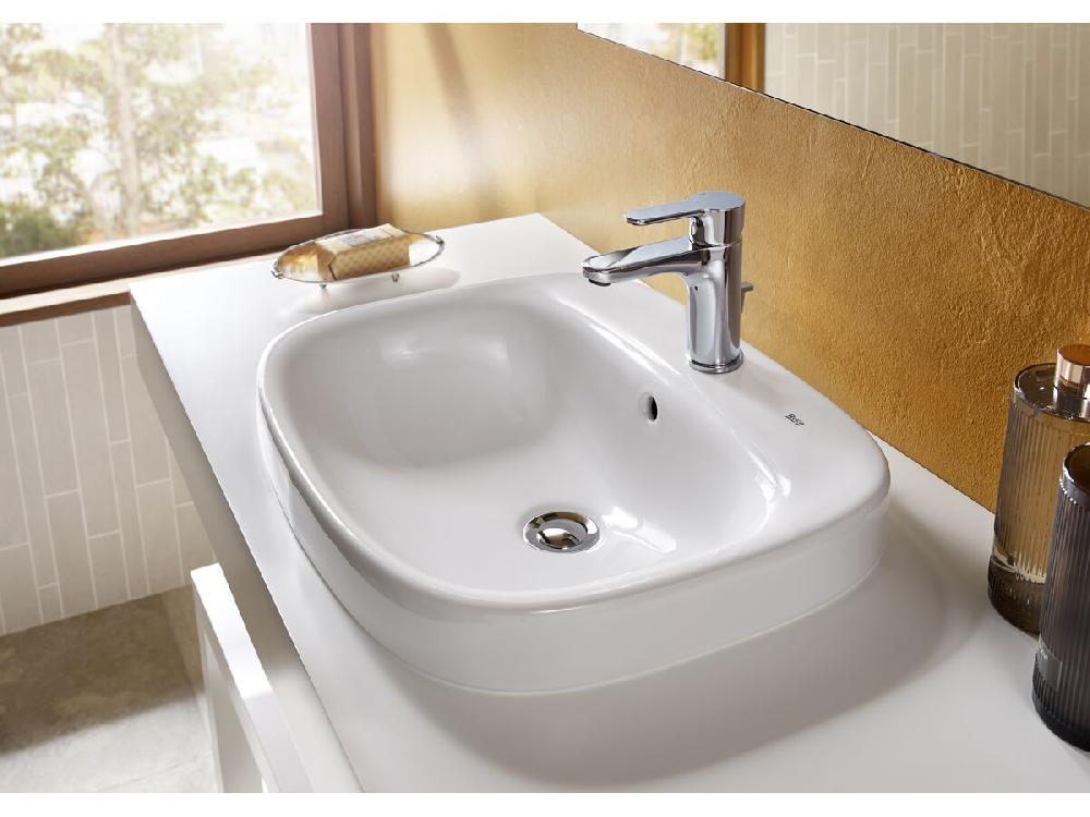 Reece Roca Debba Semi Inset Basin 500mm X 410mm 1 Taphole White