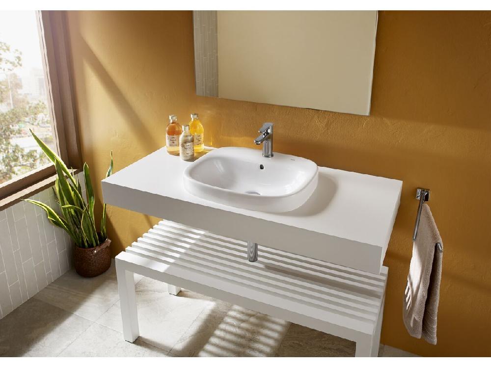 Reece Roca Debba Semi Inset Basin 500mm X 410mm 1 Taphole White