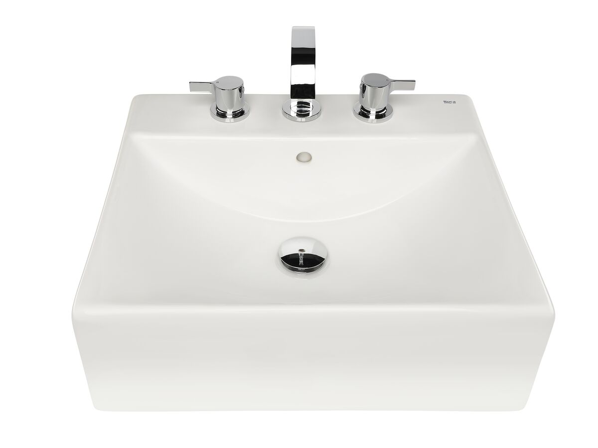 Reece Roca Diverta 500mm Semi Recessed 3 Taphole Basin White