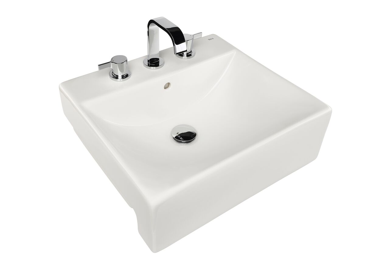 reece Roca Diverta 500mm Semi Recessed 3 Taphole Basin White