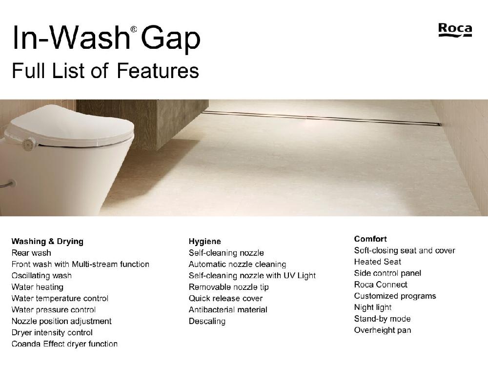 Reece Roca In-Wash Gap Round Close Coupled Back To Wall Bottom Inlet Toilet Suite With Heated Seat (4 Star)