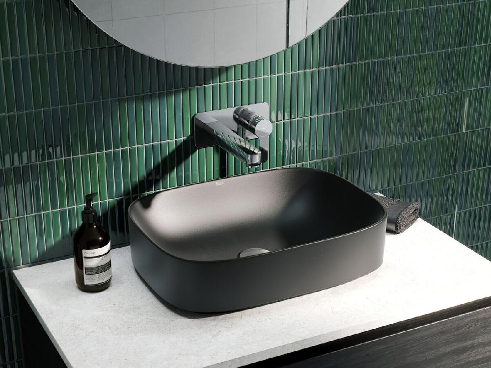 Reece Roca Inspira Light Soft Square Above Counter Basin 500mm X 370mm Matte Black