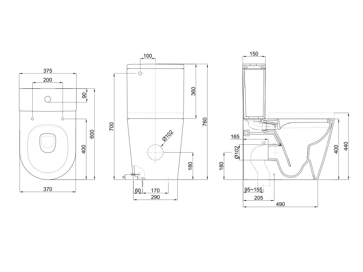 Reece Roca Inspira Rimless Close Coupled Back To Wall Back Inlet Toilet Suite With Soft Close Quick Release Toilet Seat White (4 Star)