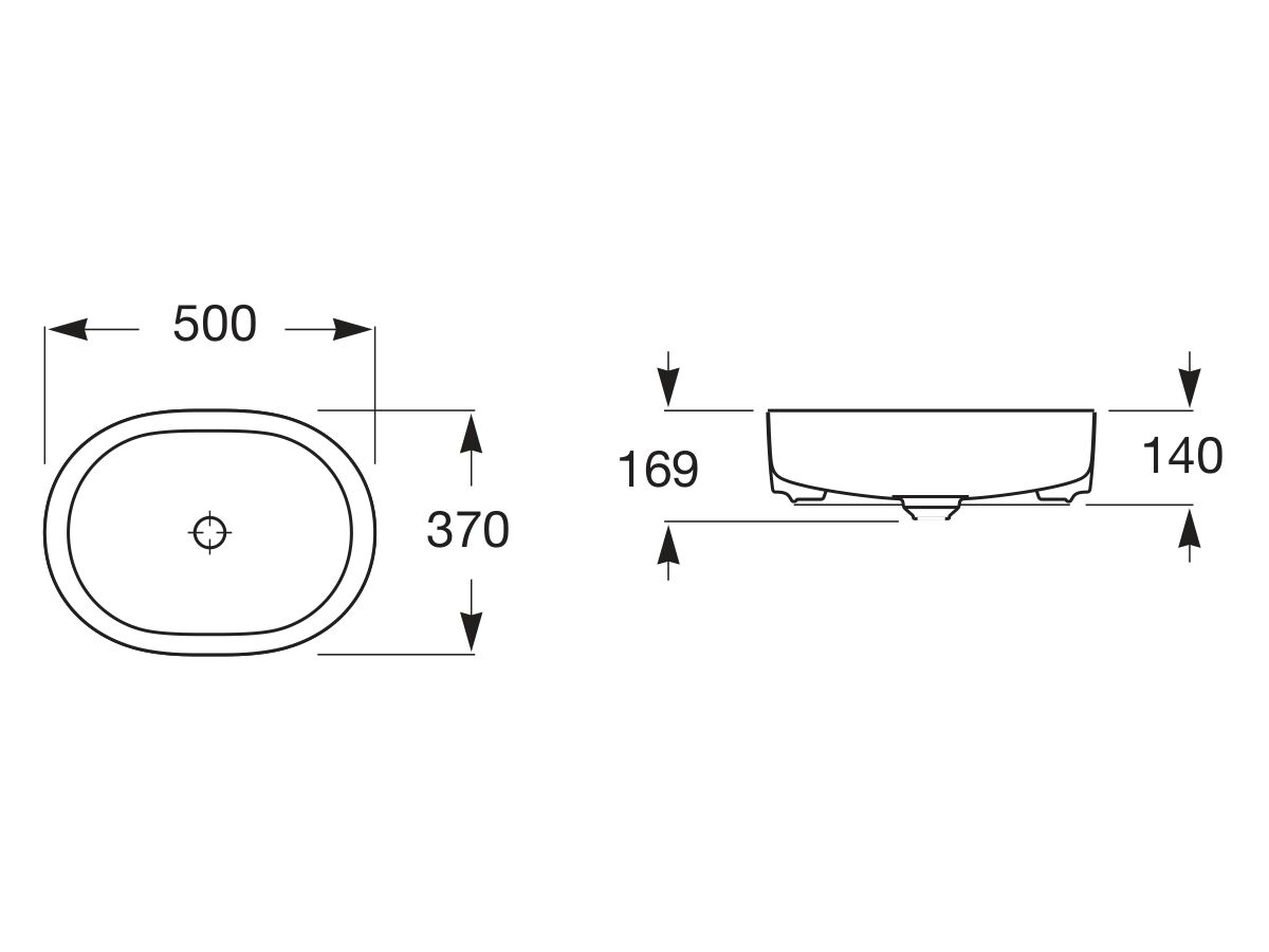 Reece Roca Inspira Round Oval Above Counter Basin 500mm X 370mm Gloss White