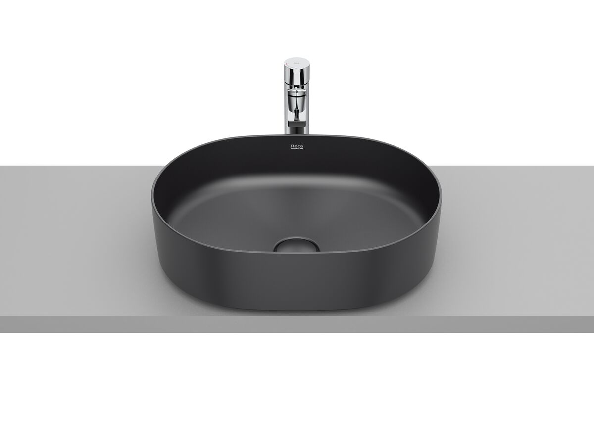 reece Roca Inspira Round Oval Above Counter Basin 500mm x 370mm Matte Black reece Roca Inspira Round Oval Above Counter Basin 500mm x 370mm Matte Black