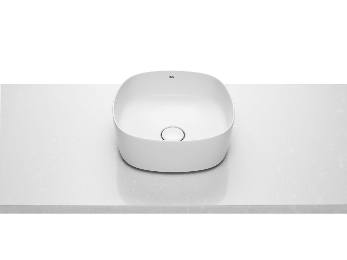 reece Roca Inspira Soft Square Above Counter Basin 370mm x 370mm Gloss White