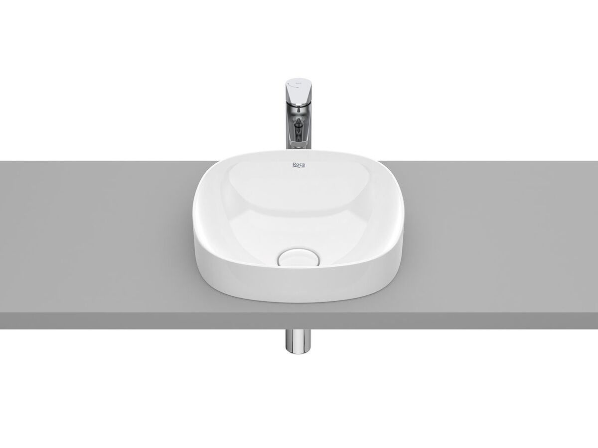 reece Roca Inspira Soft Square Semi Inset Basin 370mm x 370mm Gloss White