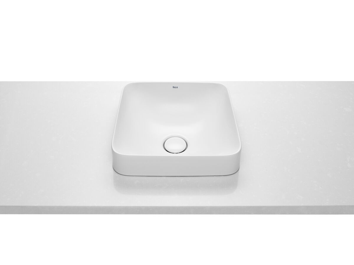 reece Roca Inspira Square Semi Inset Basin 370mm x 370mm Gloss White reece Roca Inspira Square Semi Inset Basin 370mm x 370mm Gloss White