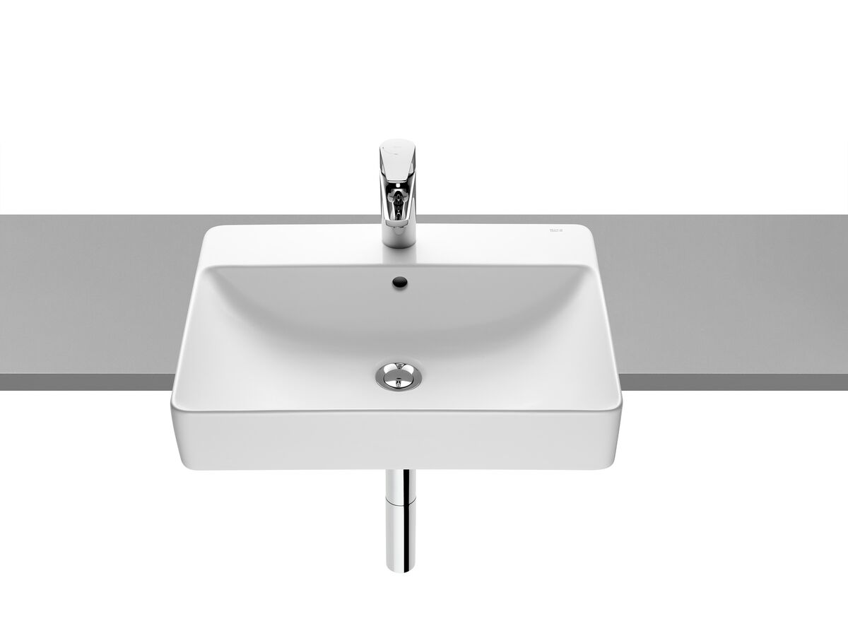 reece Roca Inspira Square Semi Recessed Basin 550mm x 420mm 1 Tap Hole with Overflow