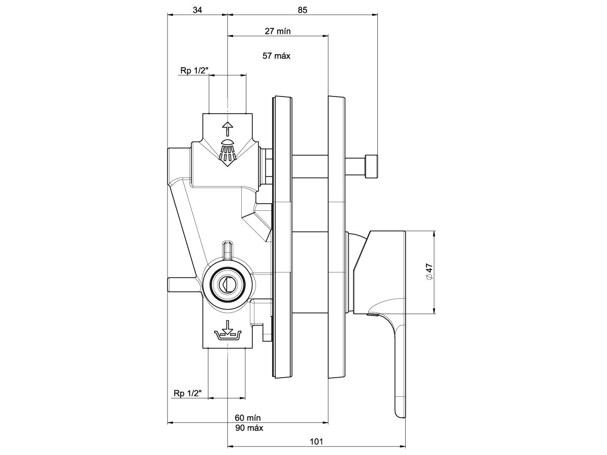 Reece Roca L20 Shower Mixer Tap With Diverter Chrome
