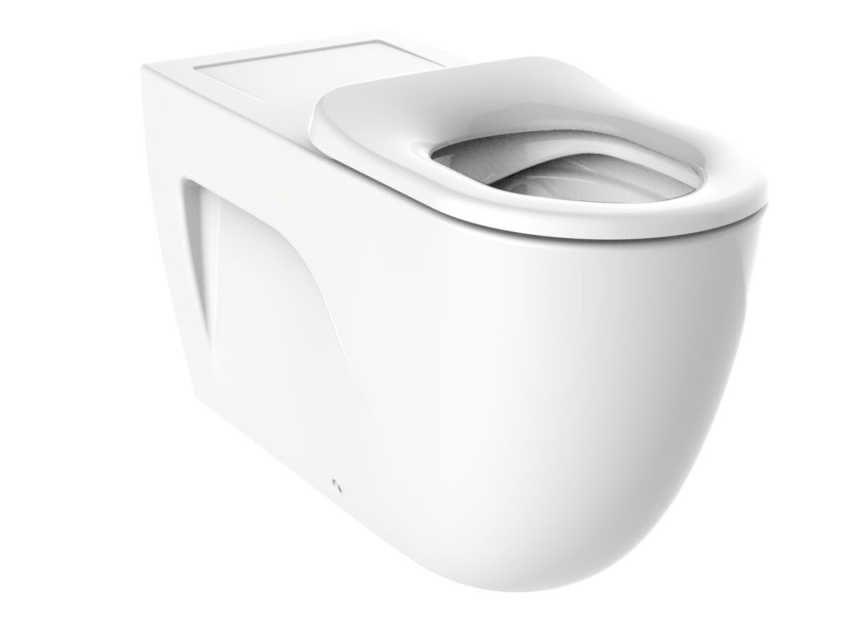 Reece Roca Meridian 800 Back To Wall Rimless Inwall Suite Button/Plate Back Rest Single Flap Seat White (4 Star)