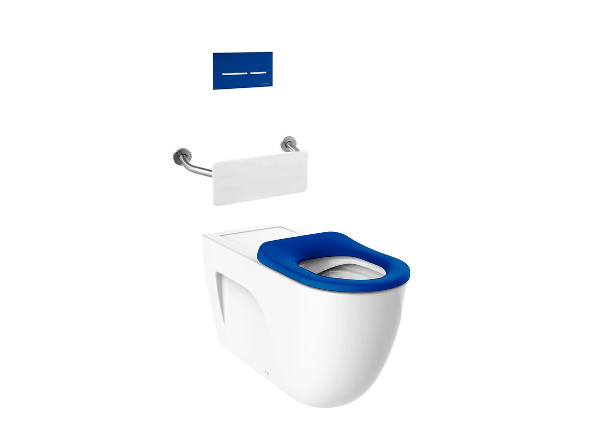 reece Roca Meridian 800 Back to Wall Rimless Inwall Suite Button/Plate Back Rest Single Flap Seat Blue (4 Star)