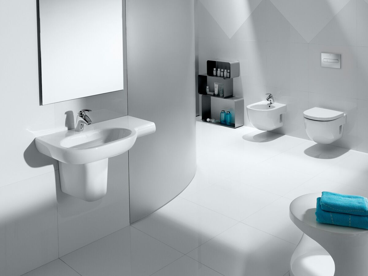 Reece Roca Meridian Wall Basin & Fixing Kit Left Hand Bowl With No Overflow 750mm 1 Taphole White