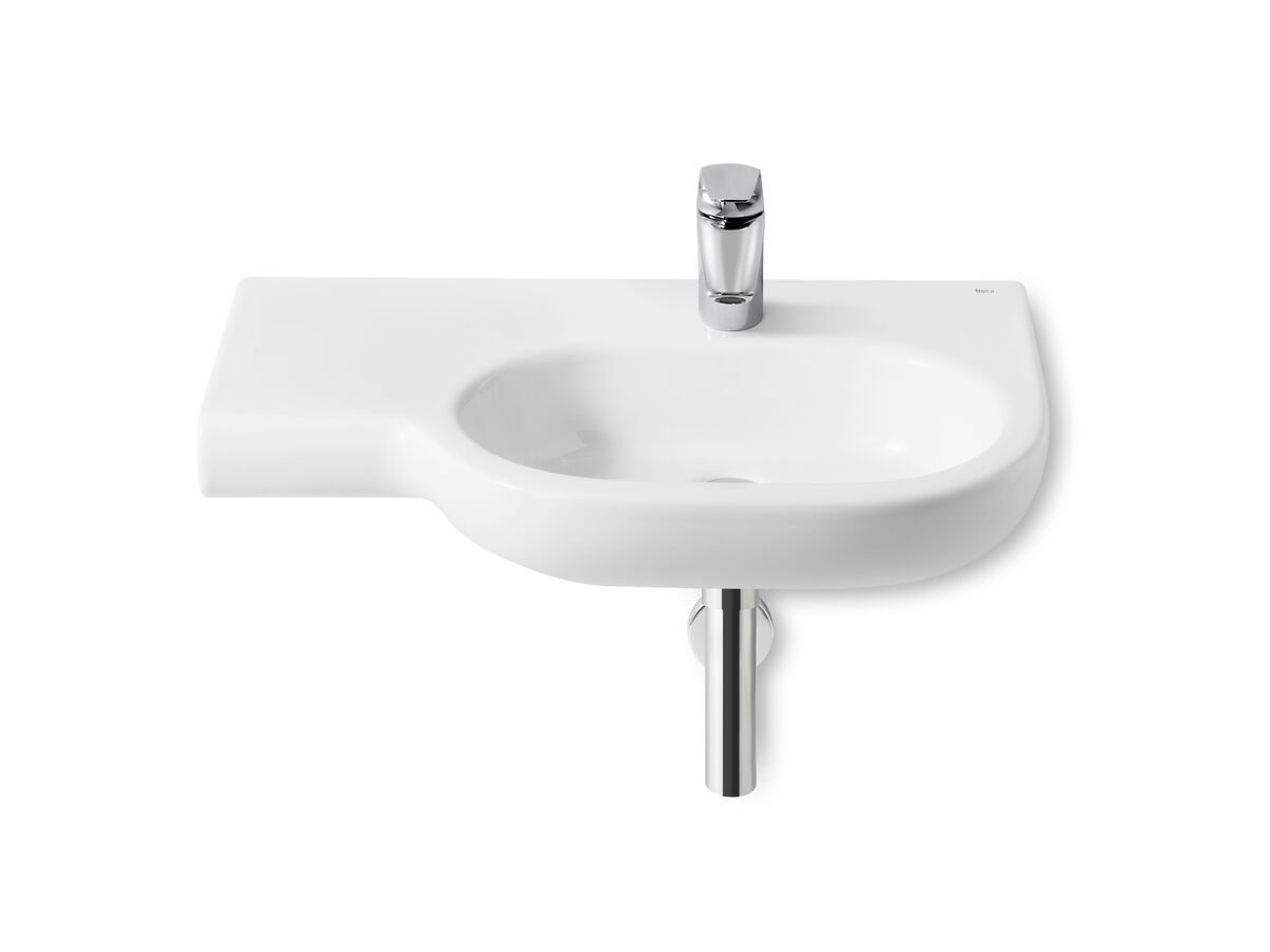 reece Roca Meridian Wall Basin & Fixing Kit Right Hand Bowl with No Overflow 750mm 1 Taphole White