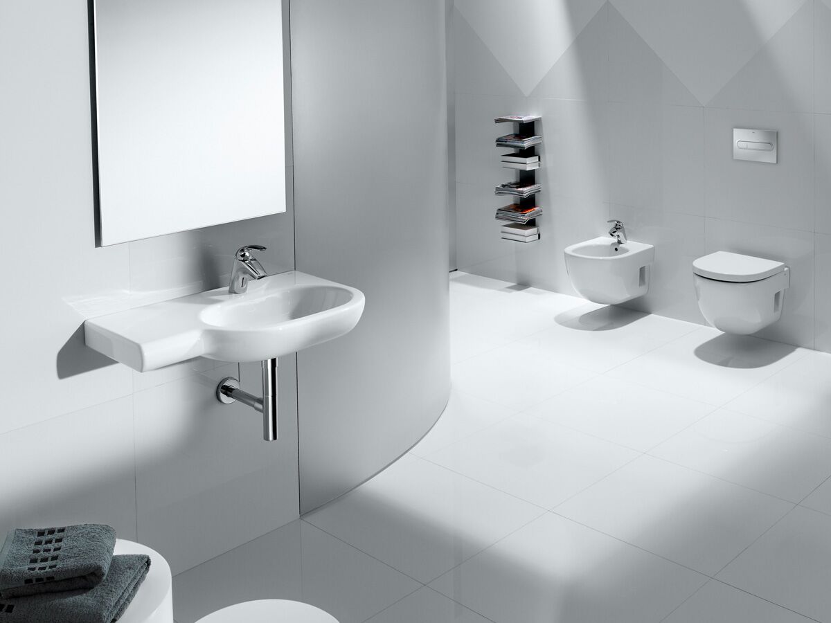 Reece Roca Meridian Wall Basin & Fixing Kit Right Hand Bowl With No Overflow 750mm 1 Taphole White