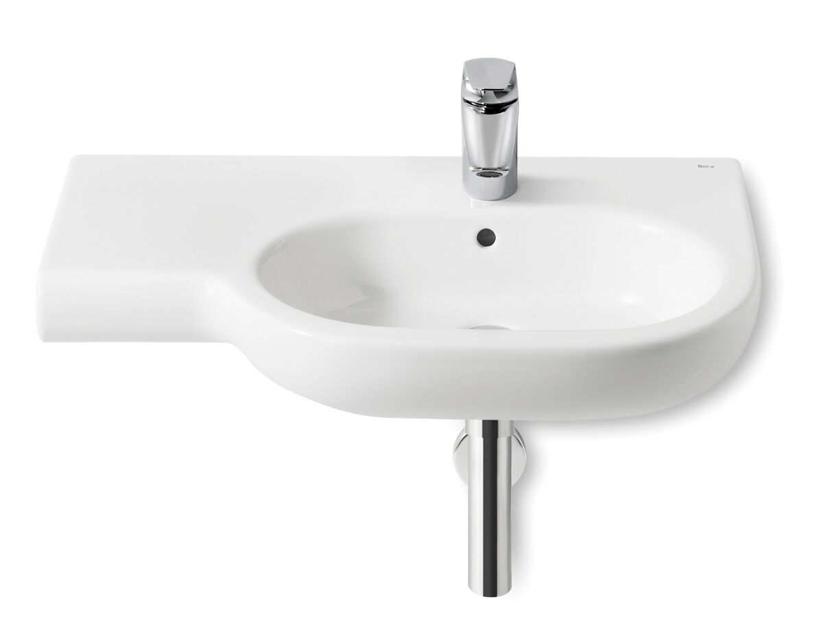 reece Roca Meridian Wall Basin & Fixing Kit Right Hand Bowl with Overflow 750mm 1 Taphole White