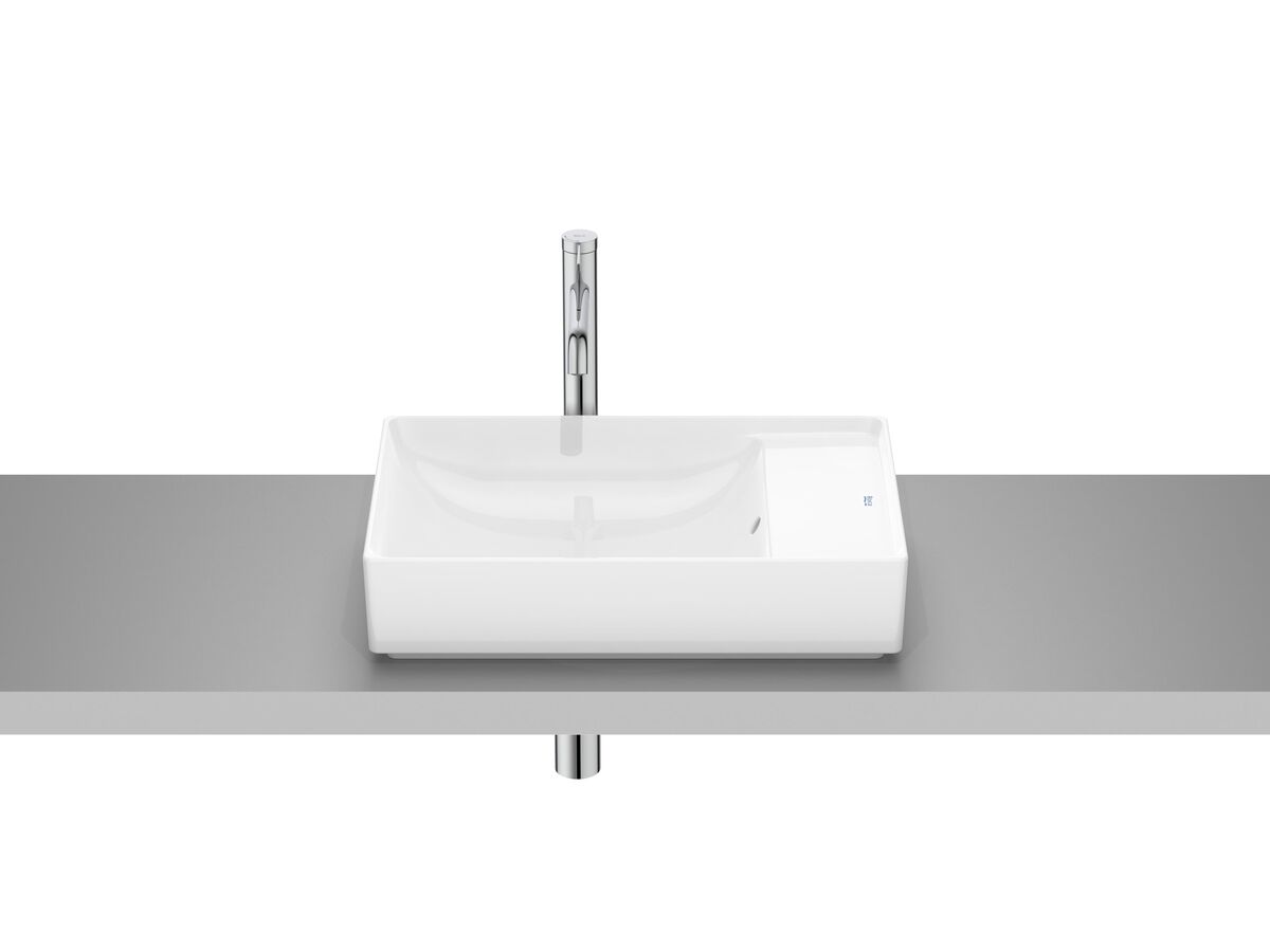 reece Roca Ona Above Counter 550mm x 345mm No Taphole Right Hand Shelf with Overflow White