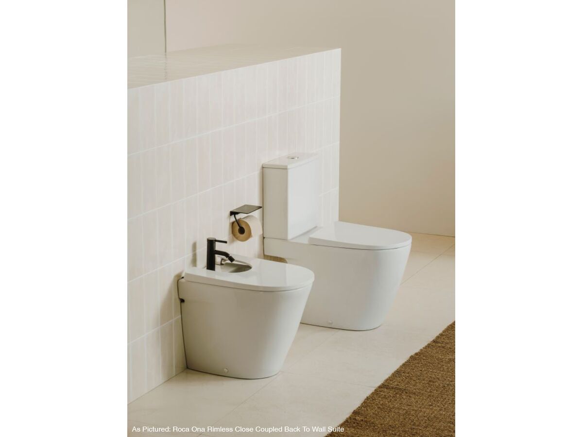 Reece Roca Ona Close Coupled Back To Wall Rimless Bottom Inlet Toilet Suite With Soft Close Quick Release Toilet Seat White (4 Star)
