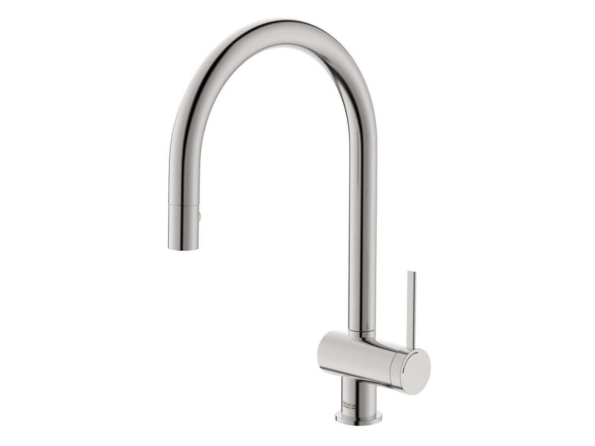 reece Roca Ona Gooseneck Pull Out Sink Mixer Tap 2 Function Brushed Nickel (5 Star) Lead Free