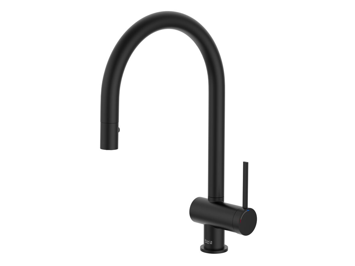 reece Roca Ona Gooseneck Pull Out Sink Mixer Tap 2 Function Matte Black (5 Star) Lead Free