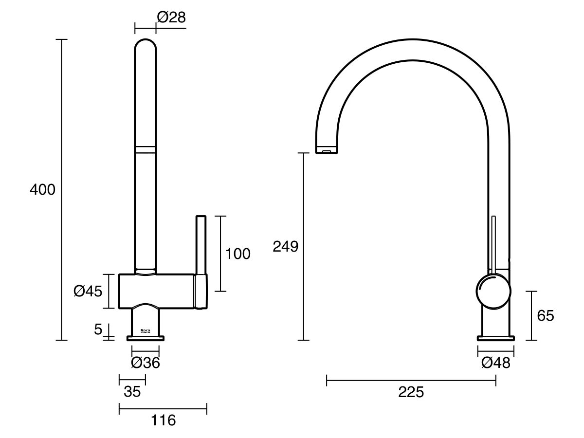 Reece Roca Ona Gooseneck Sink Mixer Tap Brushed Brass (5 Star) Lead Free