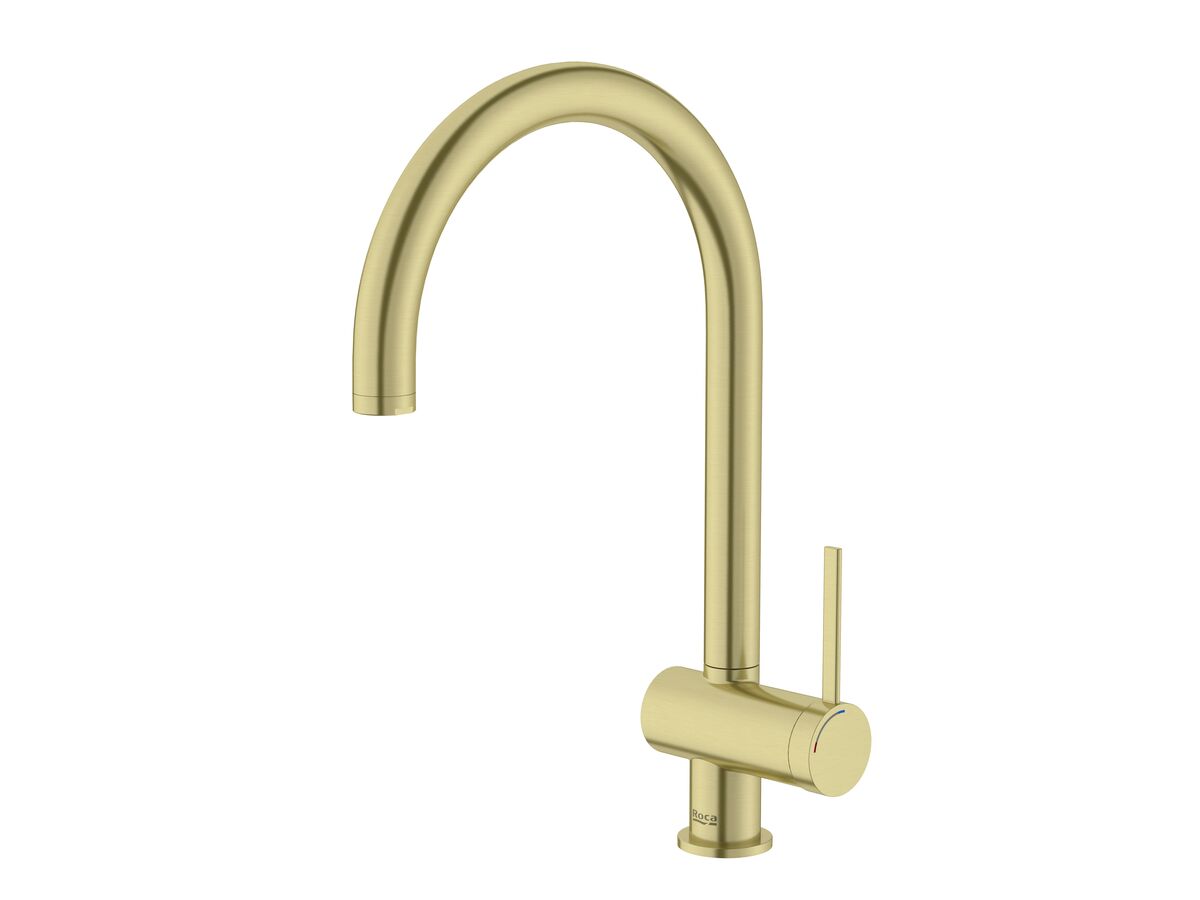 reece Roca Ona Gooseneck Sink Mixer Tap Brushed Brass (5 Star) Lead Free