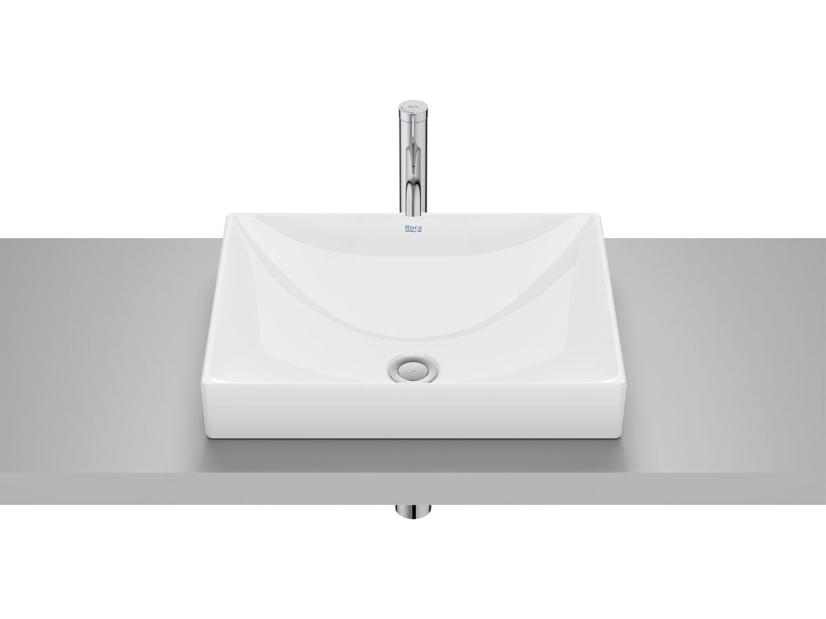 reece Roca Ona Square Semi Inset Basin 500mm x 380mm No Taphole with Overflow White