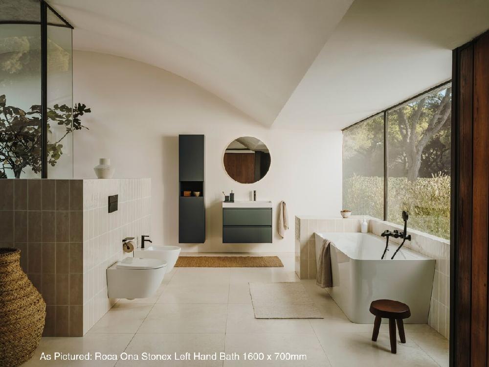 Reece Roca Ona Stonex 1600mm X 700mm Left Hand Back To Corner Bath White