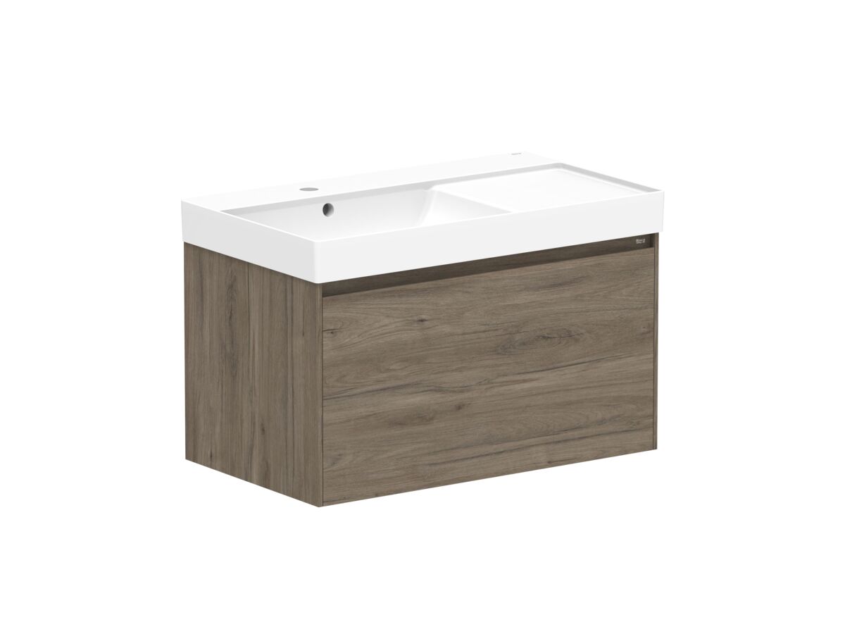 Reece Roca Ona Vanity All Drawer Single Left Hand Bowl 800mm Dark Elm