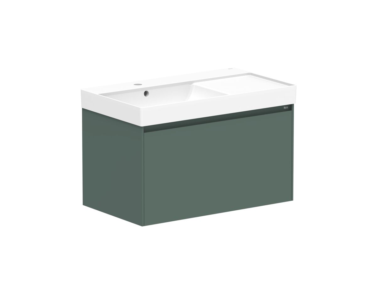 Reece Roca Ona Vanity All Drawer Single Left Hand Bowl 800mm Matte Green