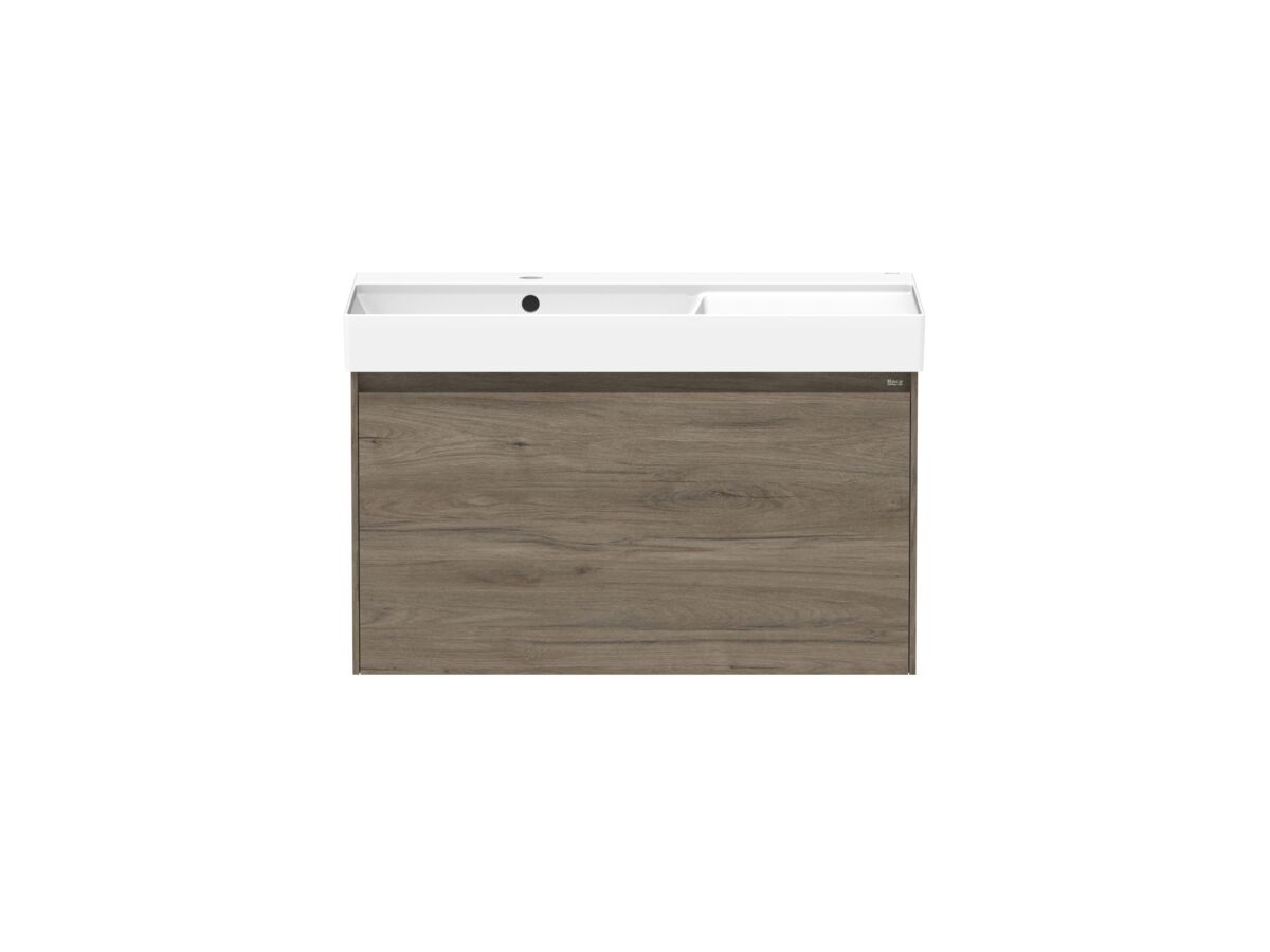reece Roca Ona Vanity All Drawer Single Left Hand Bowl 800mm Dark Elm