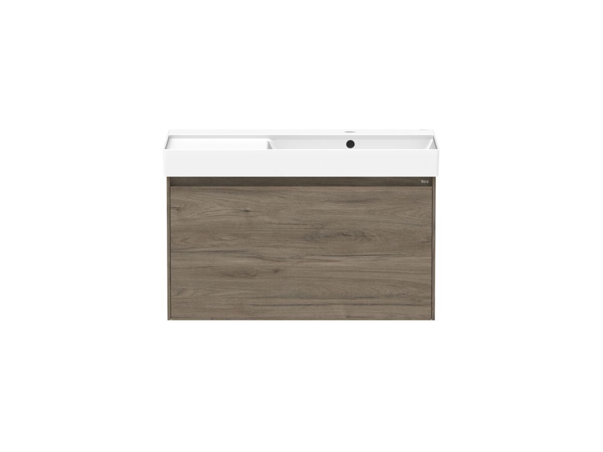 reece Roca Ona Vanity All Drawer Single Right Hand Bowl 800mm Dark Elm