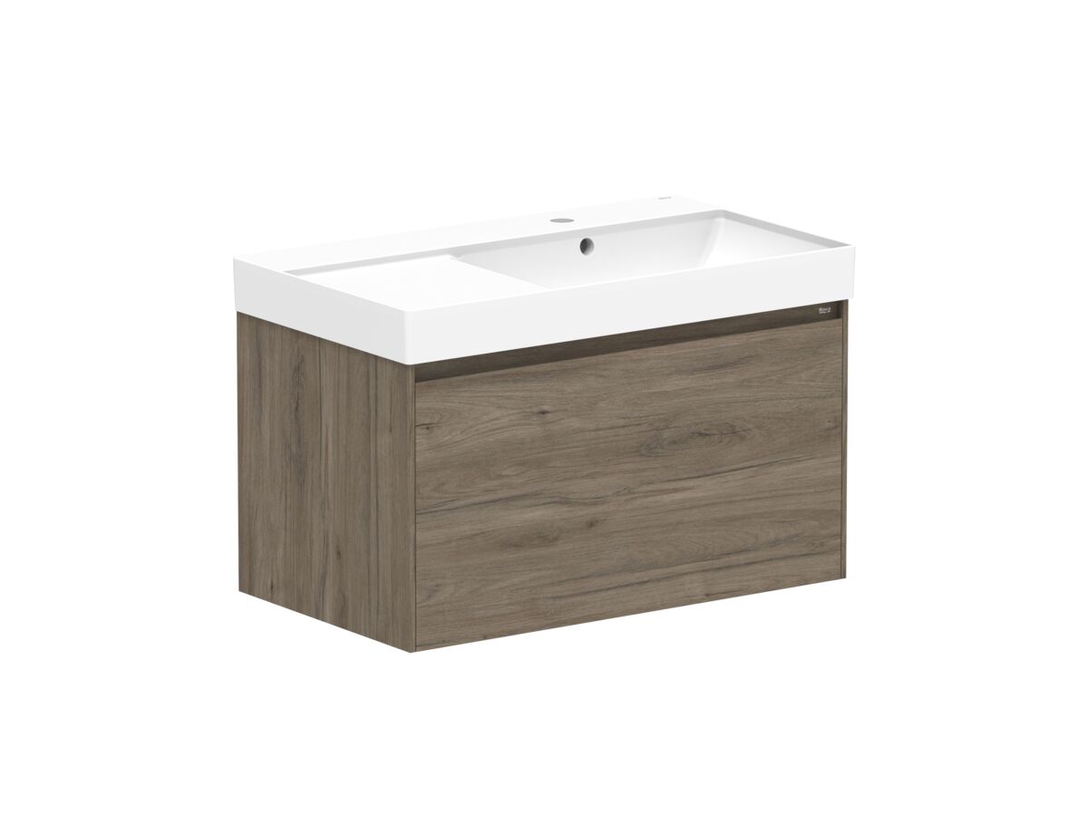 Reece Roca Ona Vanity All Drawer Single Right Hand Bowl 800mm Dark Elm