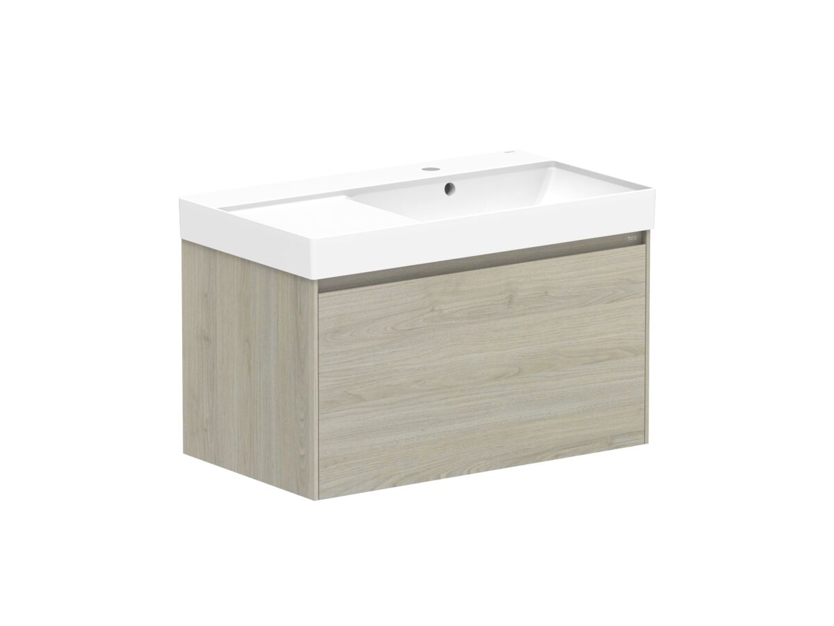 Reece Roca Ona Vanity All Drawer Single Right Hand Bowl 800mm Light Oak