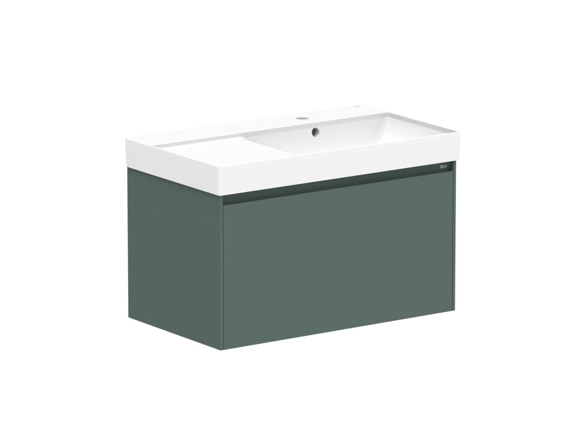 Reece Roca Ona Vanity All Drawer Single Right Hand Bowl 800mm Matte Green