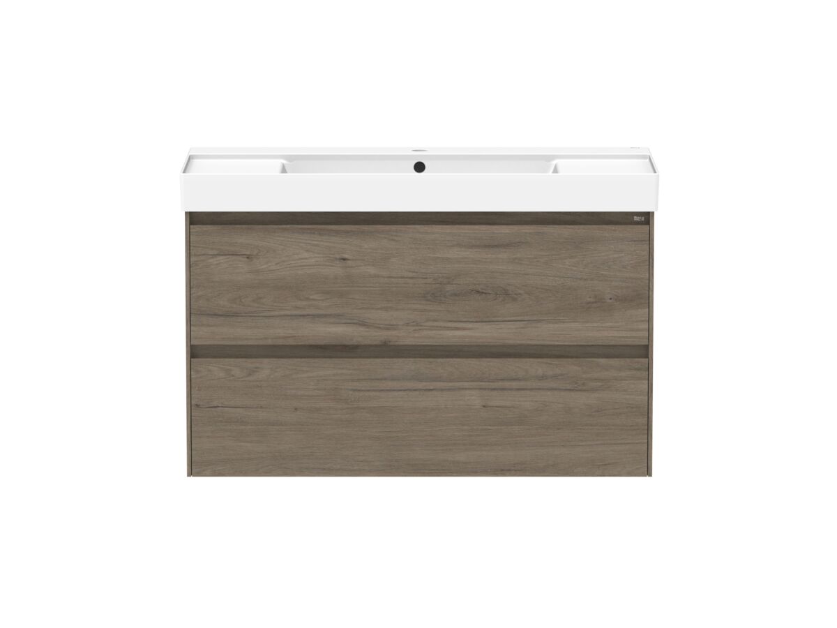 reece Roca Ona Vanity All Drawer Twin Centre Bowl 1000mm Dark Elm