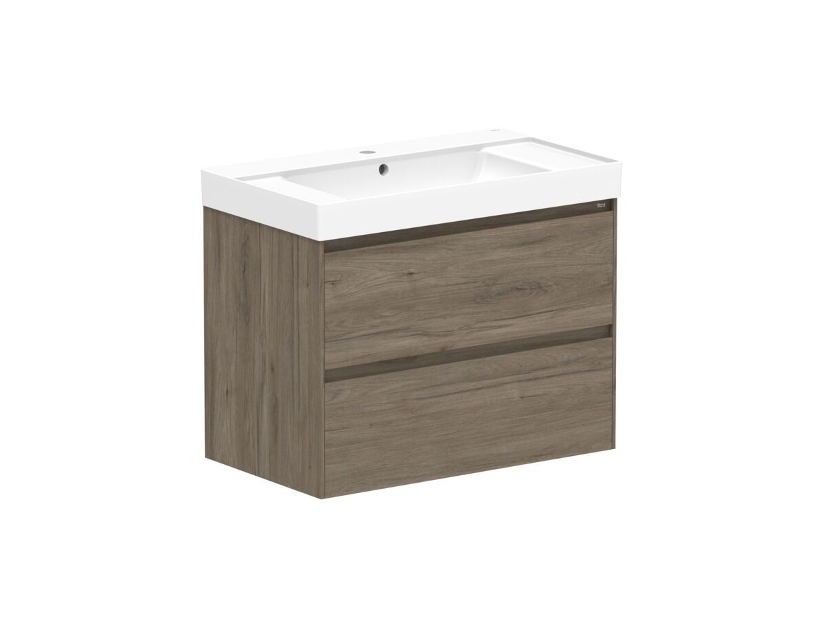 Reece Roca Ona Vanity All Drawer Twin Centre Bowl 800mm Dark Elm