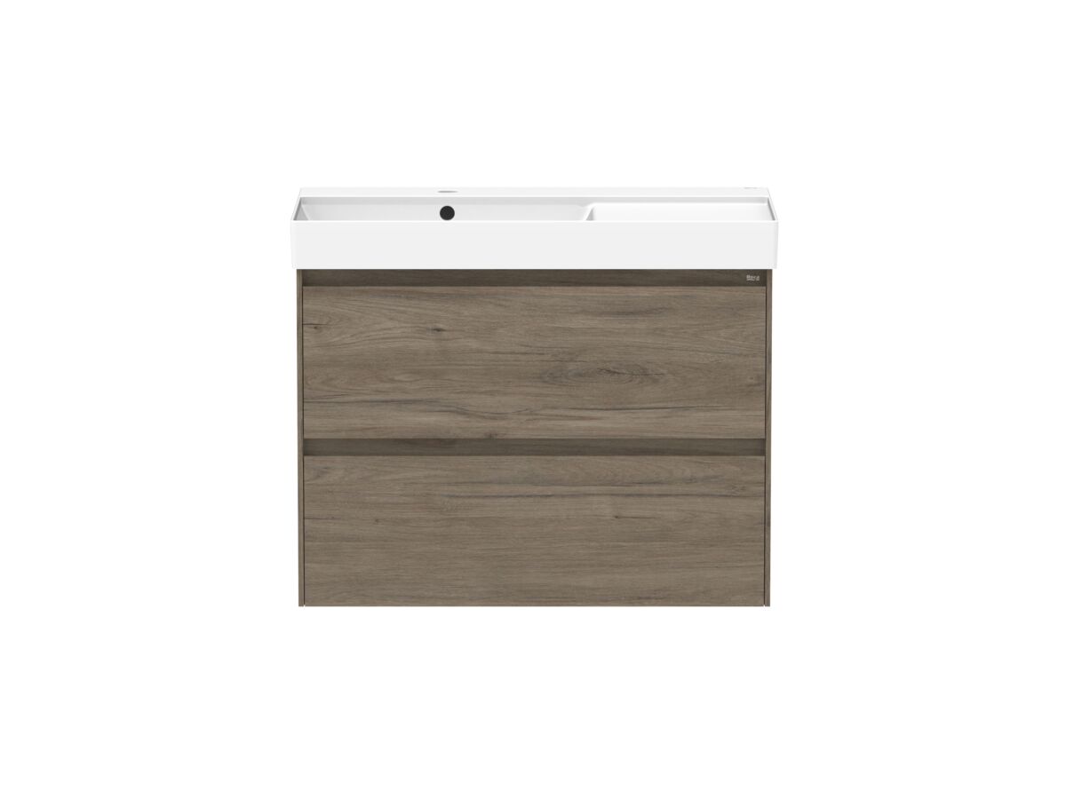 reece Roca Ona Vanity All Drawer Twin Left Hand Bowl 800mm Dark Elm