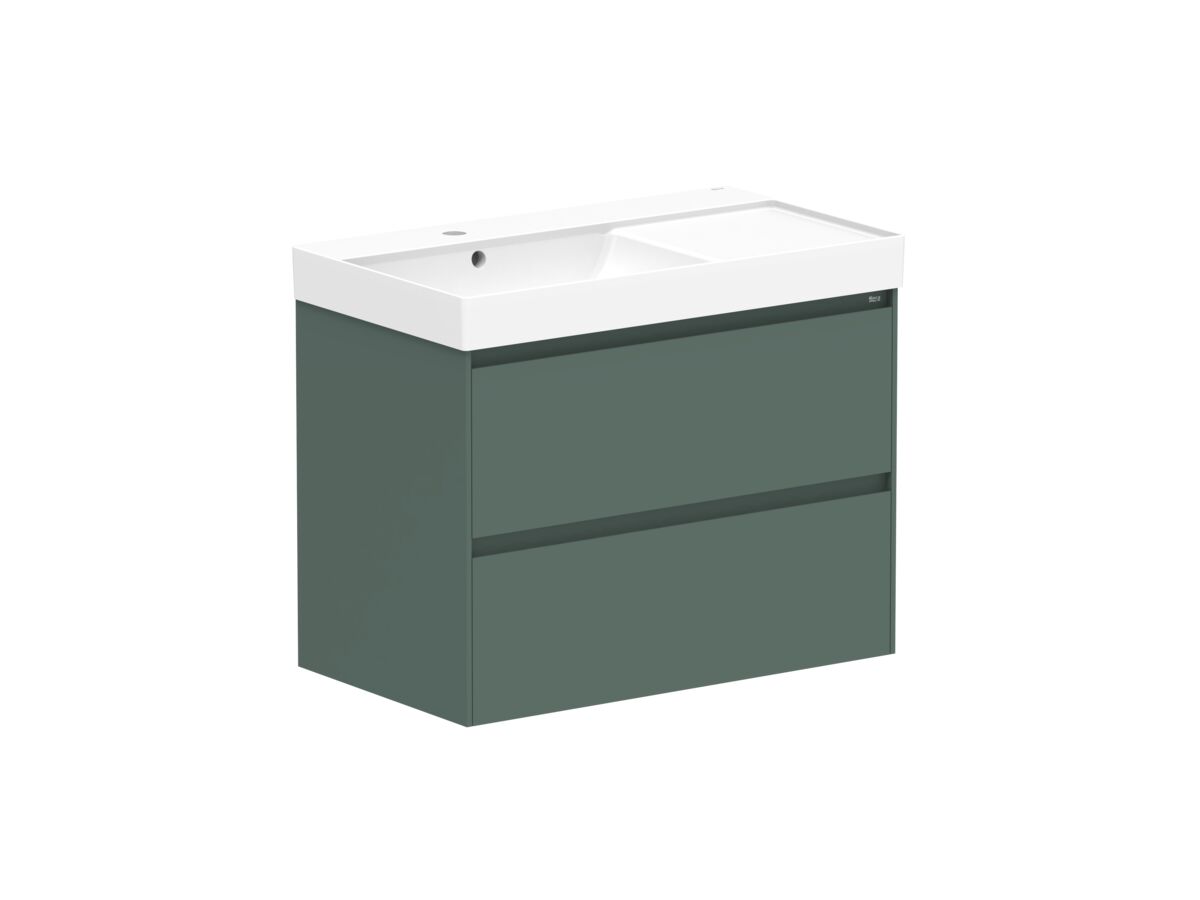 Reece Roca Ona Vanity All Drawer Twin Left Hand Bowl 800mm Matte Green