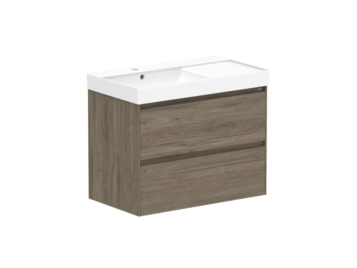 Reece Roca Ona Vanity All Drawer Twin Left Hand Bowl 800mm Dark Elm