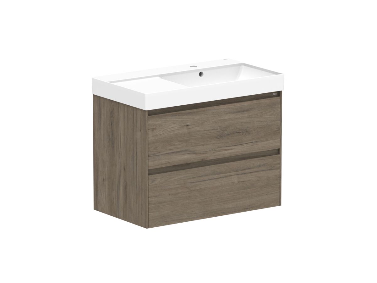 Reece Roca Ona Vanity All Drawer Twin Right Hand Bowl 800mm Dark Elm