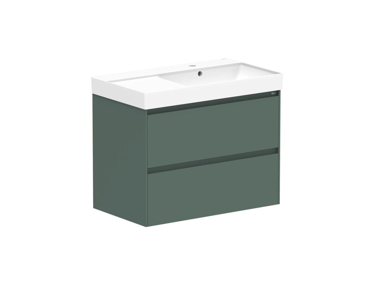 Reece Roca Ona Vanity All Drawer Twin Right Hand Bowl 800mm Matte Green